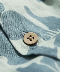 Hibiscus Floral Linen Blend Short-Sleeve Cabana Shirt