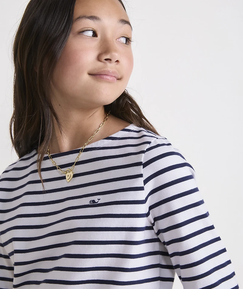 Girls' Jersey Boatneck Long-Sleeve Tee