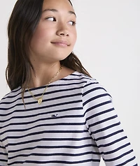 Girls' Jersey Boatneck Long-Sleeve Tee