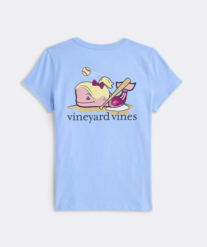 Girls' Glitter Softball Whale Short-Sleeve Pocket Tee