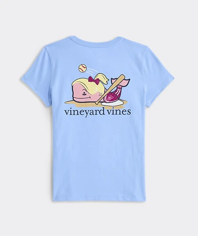 Girls' Glitter Softball Whale Short-Sleeve Pocket Tee