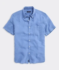 Garment-Dyed Surfside Solid Linen Short-Sleeve Shirt