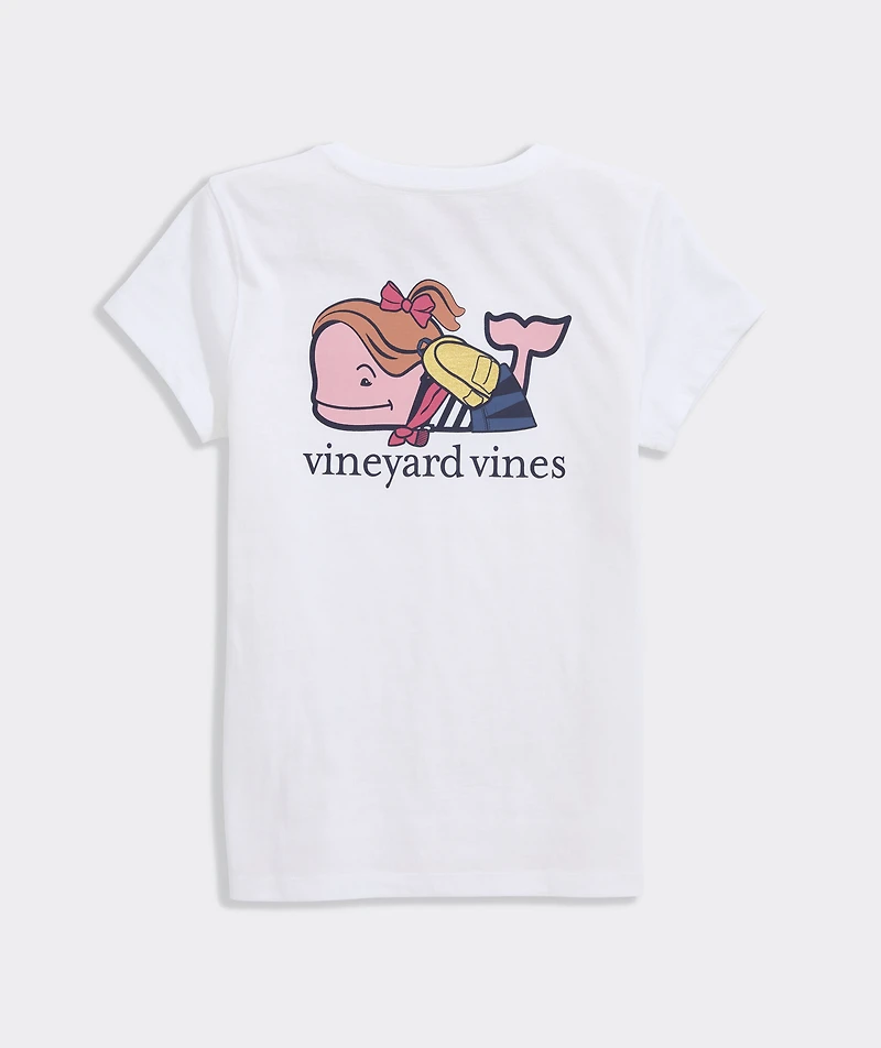 Girls' Back-To-School Whale Short-Sleeve Pocket Tee