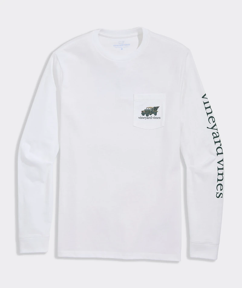 Vintage Rover Christmas Tree Long-Sleeve Pocket Tee