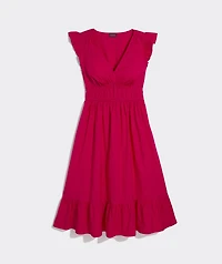 Marina Poplin Flutter-Sleeve Midi Dress