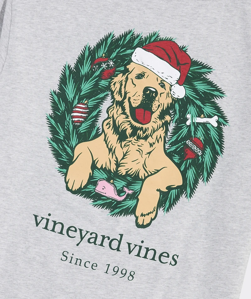 Golden Retriever Wreath Long-Sleeve Pocket Tee