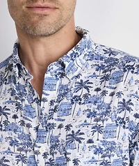 Gasparilla Scene Linen Blend Short-Sleeve Shirt