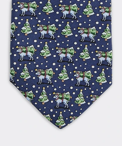 Boys' Dog & Tree Silk Tie