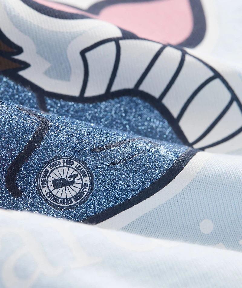 Girls' Glitter Preppy Whale Short-Sleeve Pocket Tee