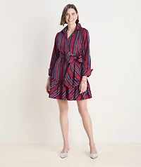 Taffeta Tie-Waist Shirtdress