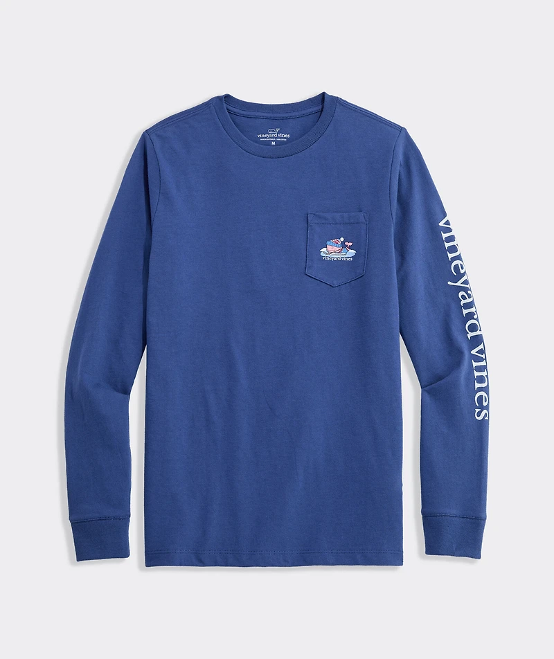Boys' Hockey Whale Long-Sleeve Pocket Tee