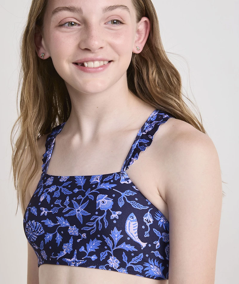 Girls' Ruffle High Neck Two Piece