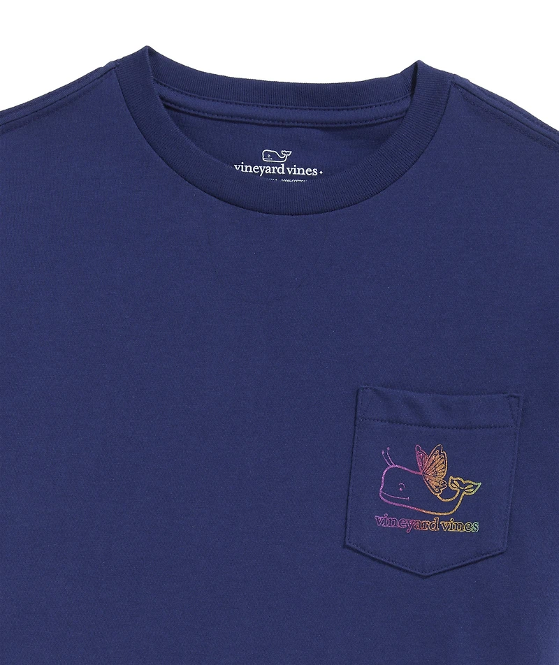 OUTLTE Girls' Foil Butterfly Whale Short-Sleeve Pocket Tee