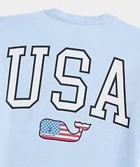 Boys' USA Flag Whale Short-Sleeve Harbor Sun Performance Tee