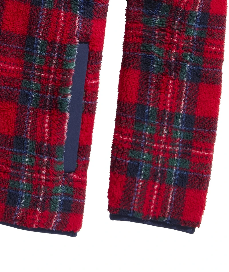 OUTLET Printed Plaid Sherpa Quarter-Zip