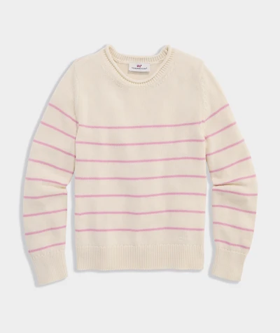 Girls’ Breton Stripe Rollneck Sweater