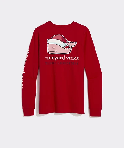 Women's Santa Whale Long-Sleeve Pocket Tee