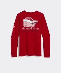 Women's Santa Whale Long-Sleeve Pocket Tee