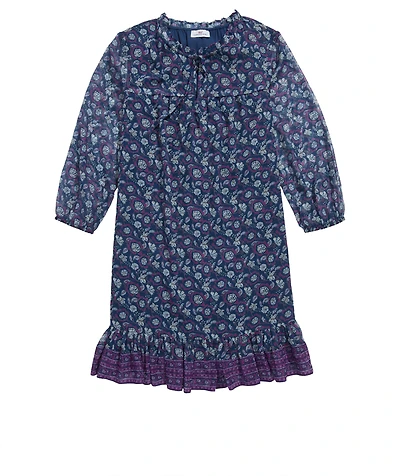 OUTLET Frangipani Block Print Ruffle Dress