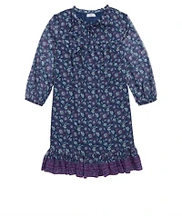 OUTLET Frangipani Block Print Ruffle Dress