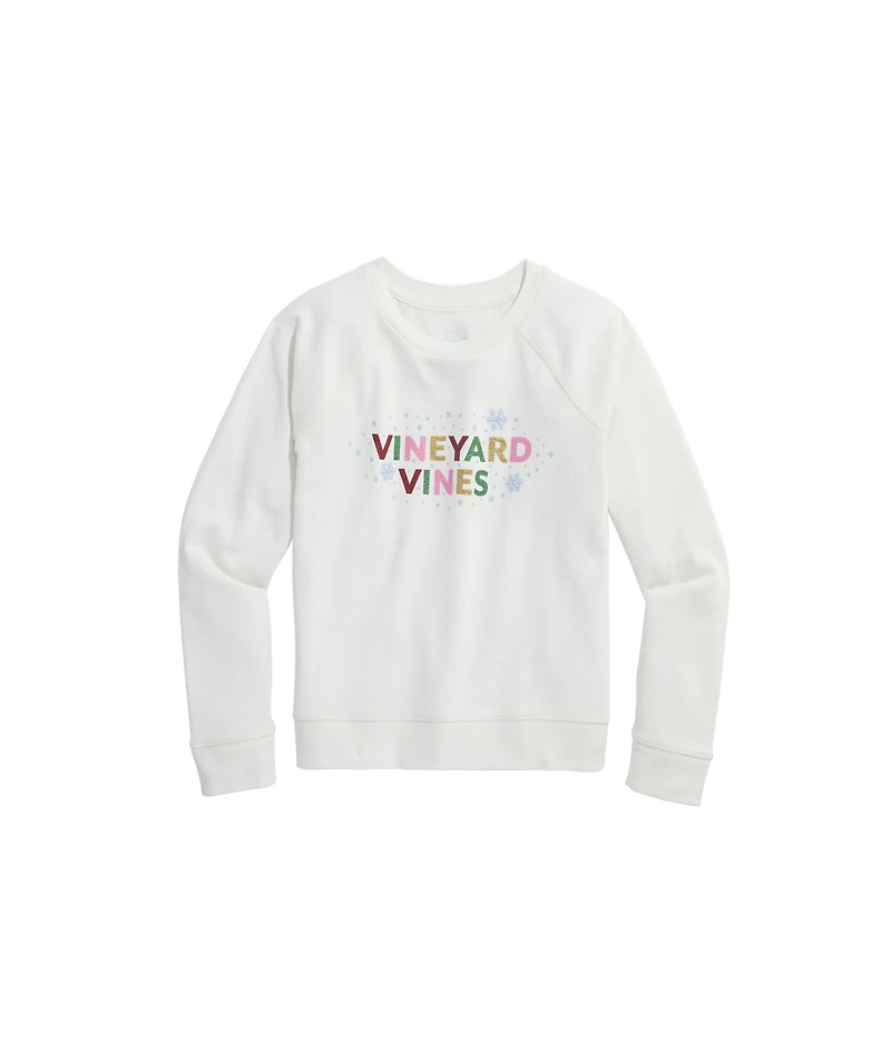OUTLET Girls' vineyard vines Snowflake Graphic Crewneck Pullover