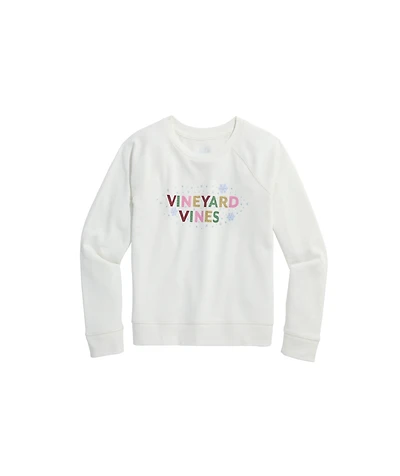 OUTLET Girls' vineyard vines Snowflake Graphic Crewneck Pullover
