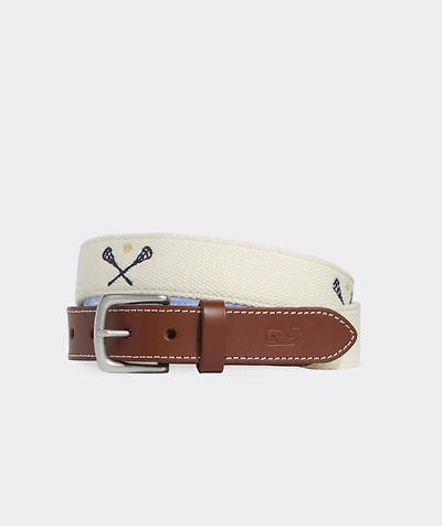 Lacrosse Sticks Embroidered Canvas Club Belt