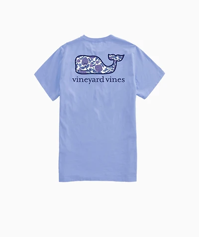 OUTLET Women's Hydrangea Block Print Whale Short-Sleeve Pocket Tee