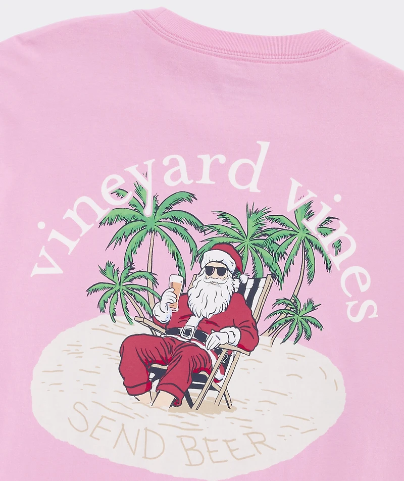 Santa Beach Send Beer Short-Sleeve Pocket Tee