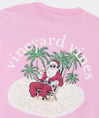 Santa Beach Send Beer Short-Sleeve Pocket Tee