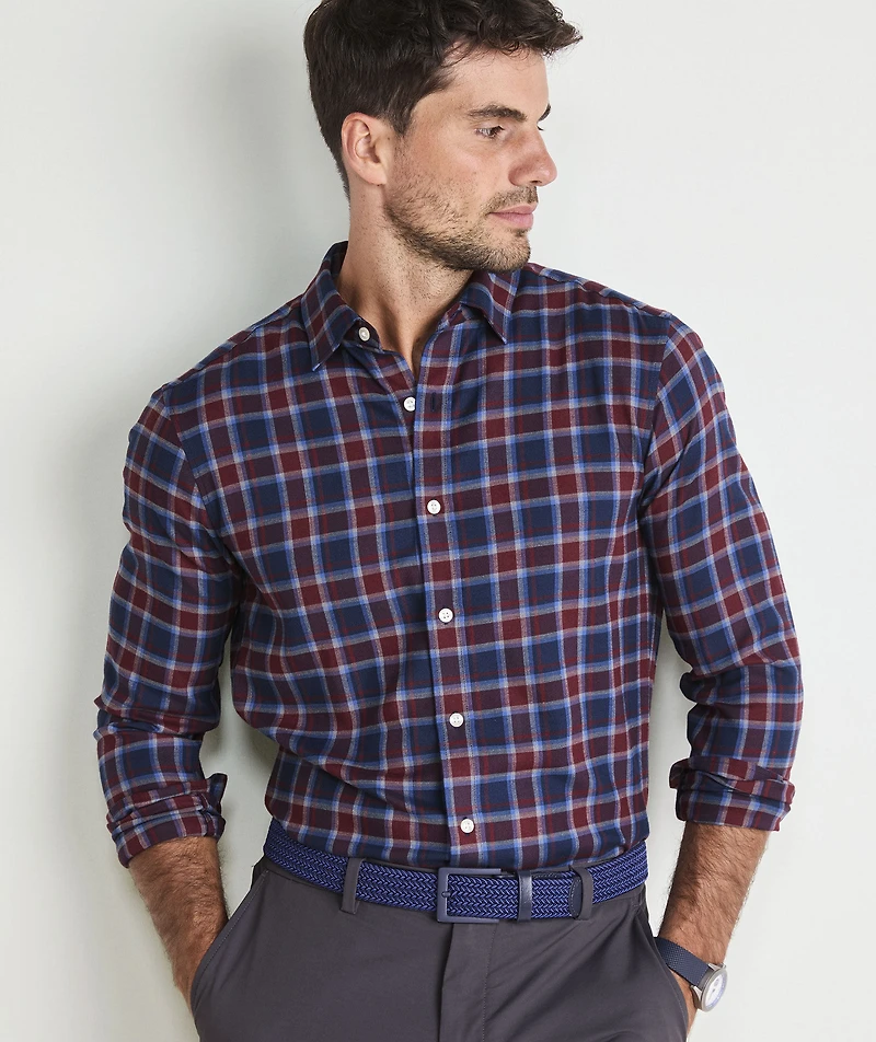Jethro Plaid Performance Brushed Tech Twill Shirt