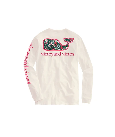 OUTLET Girls Glitter Floral Whale Long-Sleeve Pocket Tee