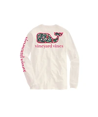 OUTLET Girls Glitter Floral Whale Long-Sleeve Pocket Tee