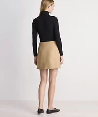 Wool Button-Front Mini Skirt