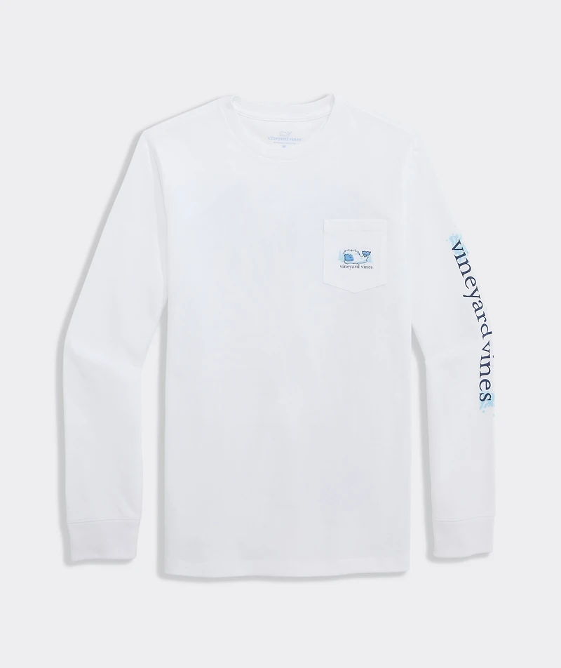 Boys Yeti Whale Long-Sleeve Pocket Tee