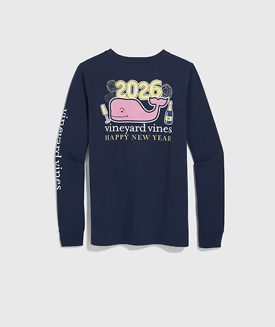 Women's 2026 New Year's Eve Whale Long-Sleeve Pocket Tee