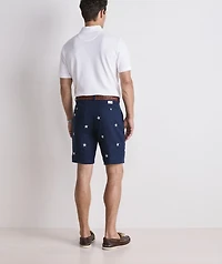9 Inch Embroidered Linen Breaker Shorts