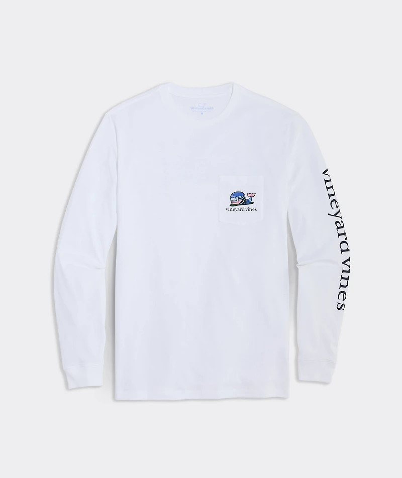 Snowboard Whale Long-Sleeve Pocket Tee