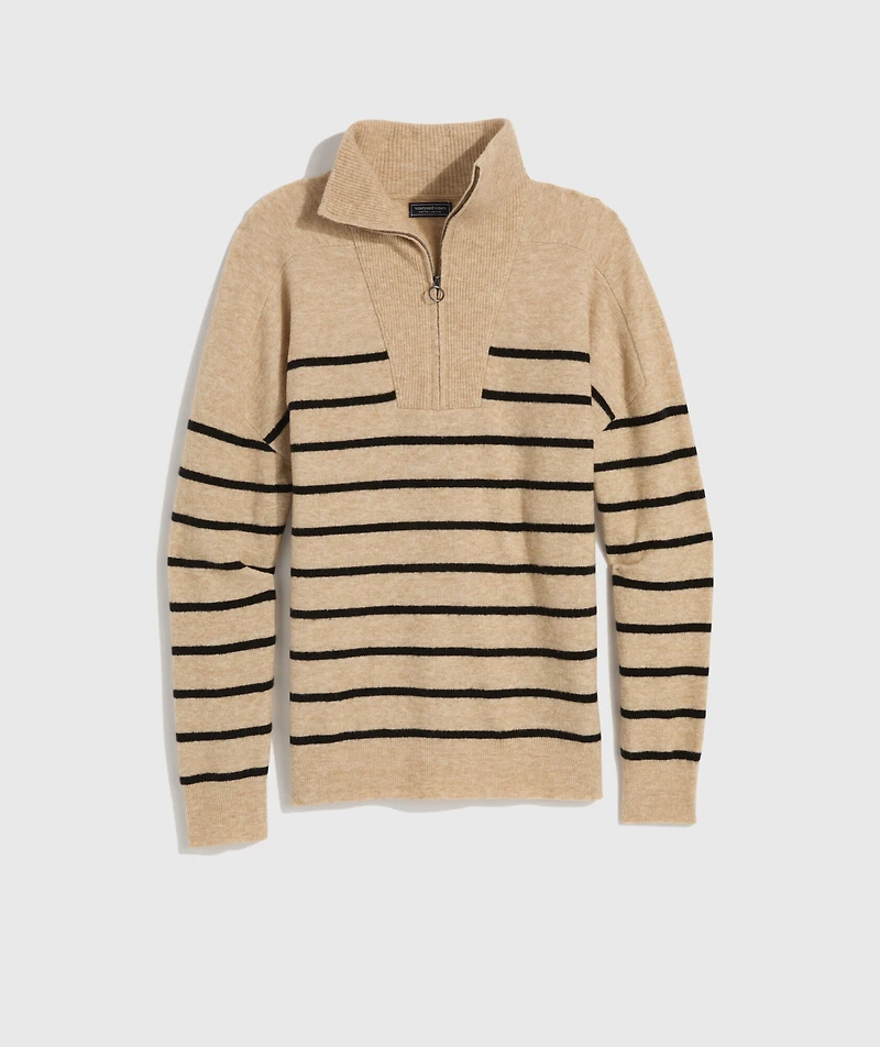 Breton Stripe Half-Zip Sweater