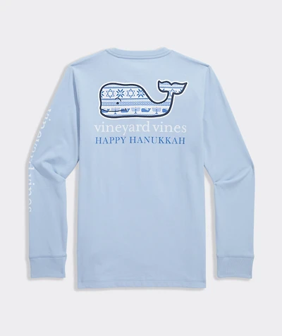 Boys' Hanukkah Whale Long-Sleeve Pocket Tee