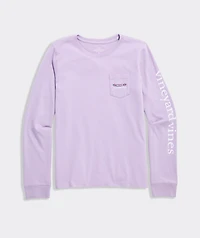 Girls' Pop Star Glitter Whale Long-Sleeve Pocket Tee