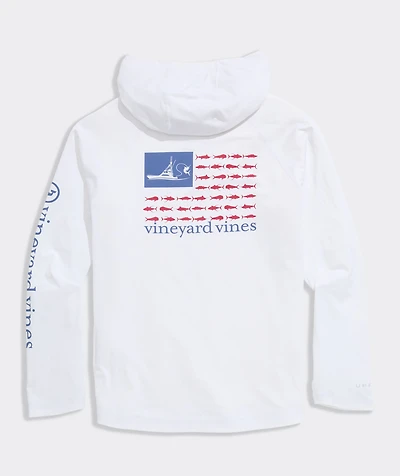 Sportfisher USA Flag Long-Sleeve Harbor Performance Hoodie Tee
