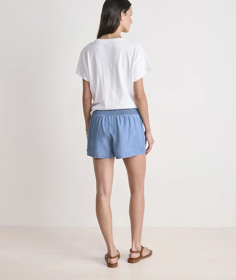 Nori Chambray Smocked Shorts