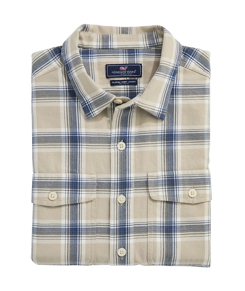 OUTLET Twill Plaid Shirt Jacket