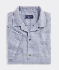 Havana Stripe Linen Short-Sleeve Cabana Shirt