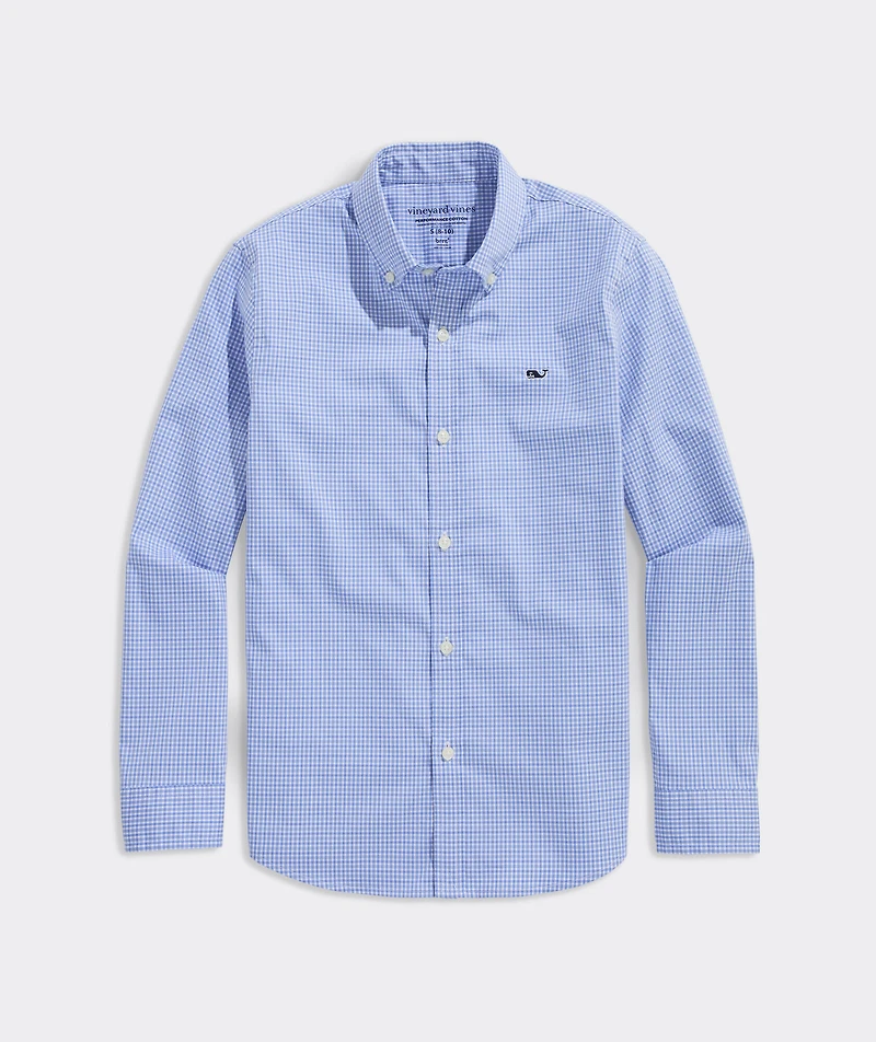 Boys' Tradewind Check Performance Cotton Shirt