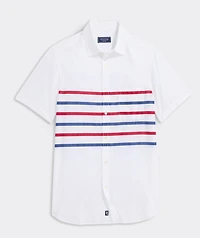 Ash Stripe Cotton Madras Short-Sleeve Shirt
