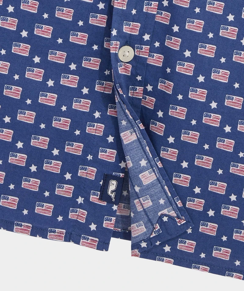 Flags & Stars Cotton Madras Short-Sleeve Shirt