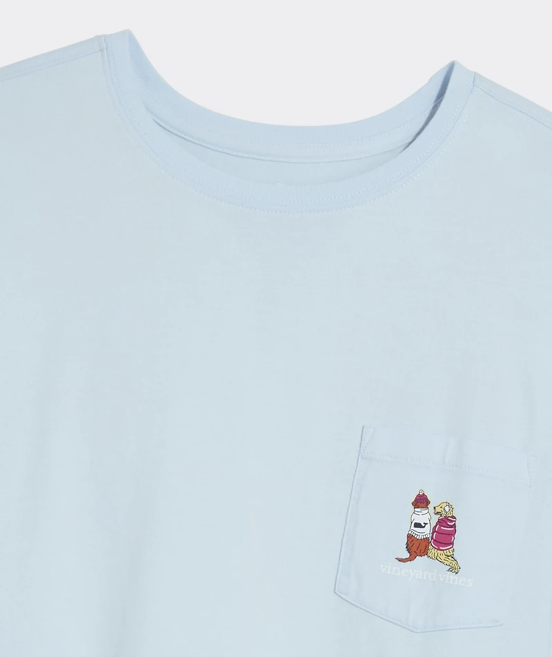 Women's Sunset Ski Pups Long-Sleeve Pocket Tee