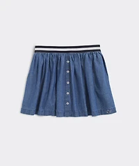 OUTLET Girls' Button Front Chambray Skirt